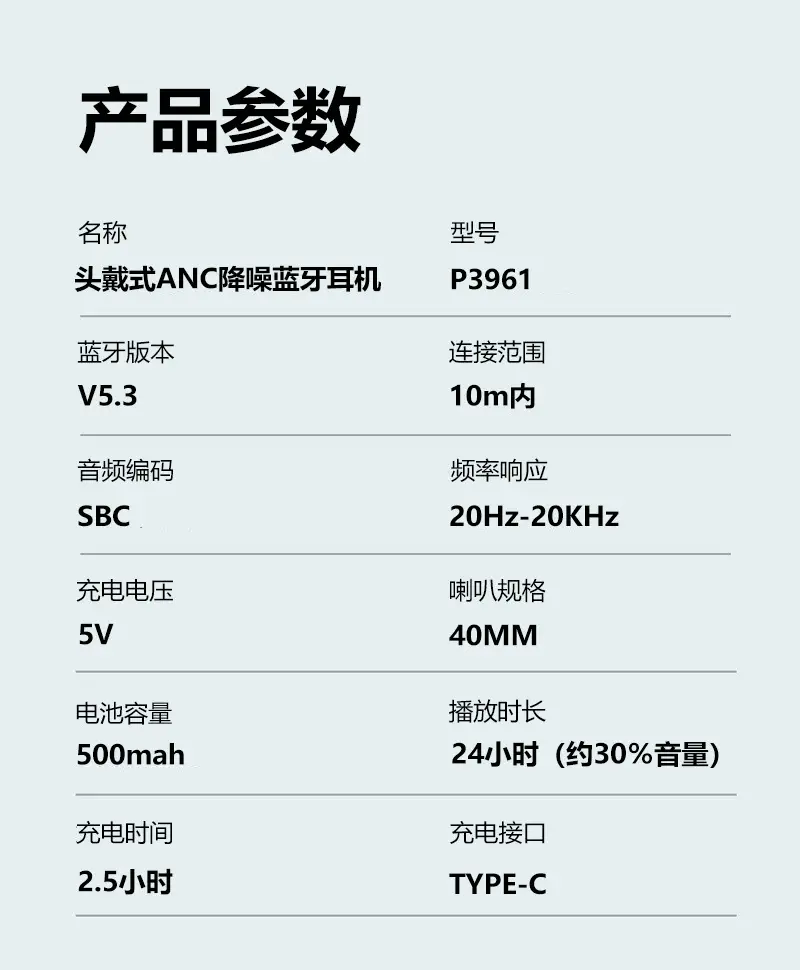 P3961 Bluetooth Headset with Active Noise Cancellation β feature 13