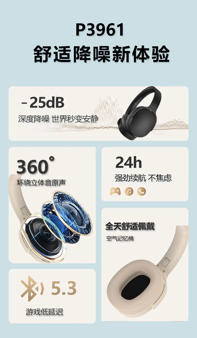 P3961 Bluetooth Headset with Active Noise Cancellation β feature 5