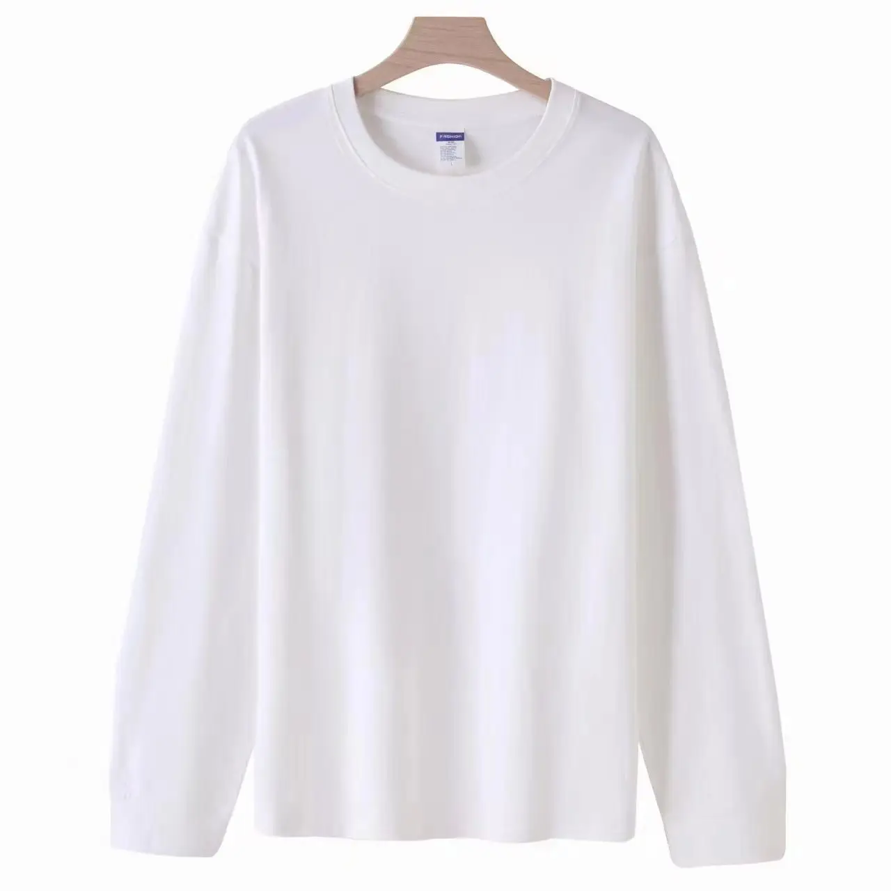 Heavy 260g Cotton T-Shirt Men's Long Sleeve Round Neck