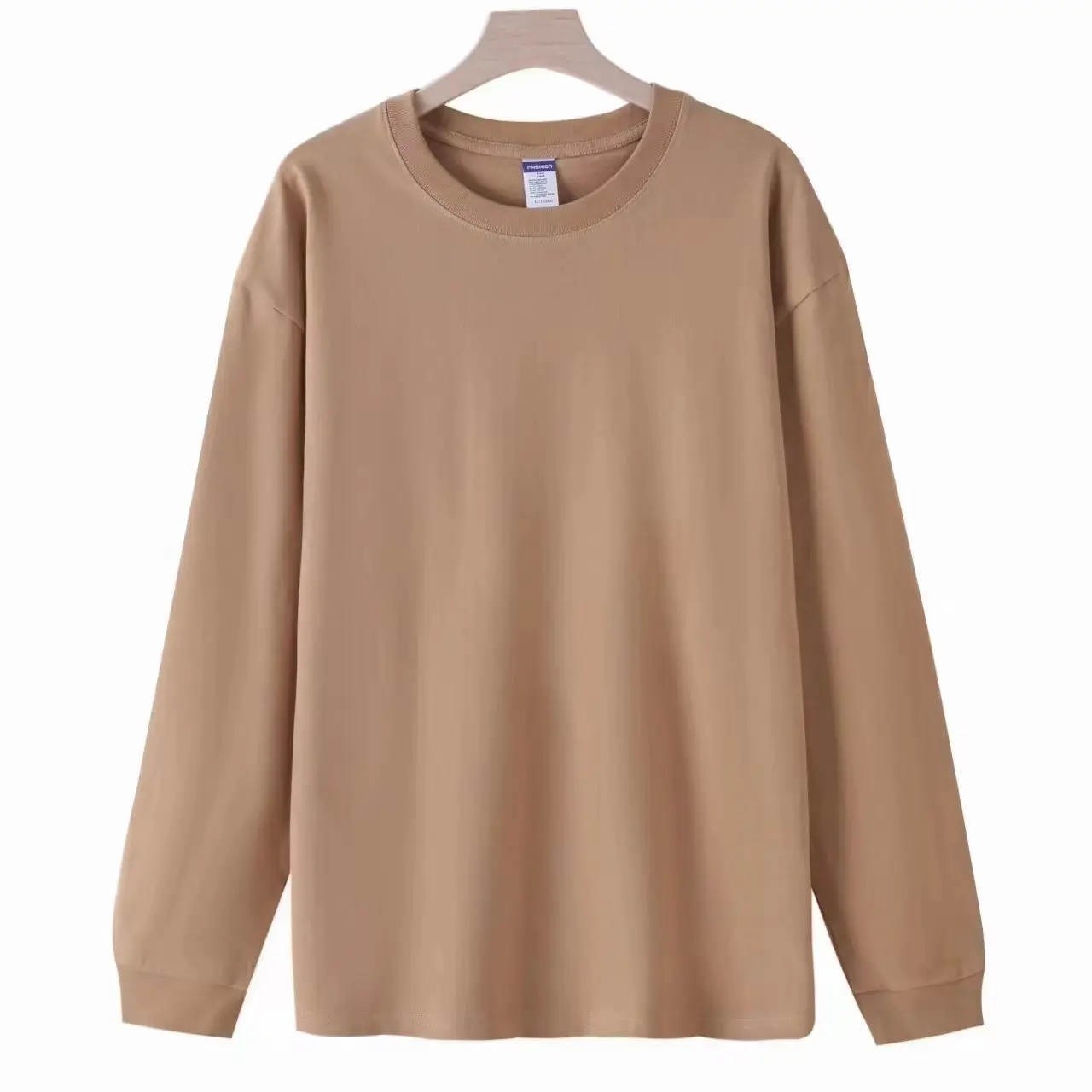 Heavy 260g Cotton T-Shirt Men's Long Sleeve Round Neck