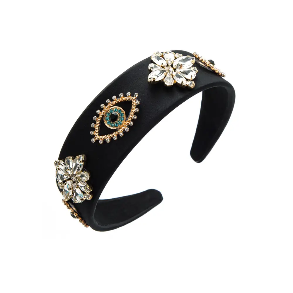 Women's Baroque Diamond Headband with Flower Design - Image 11