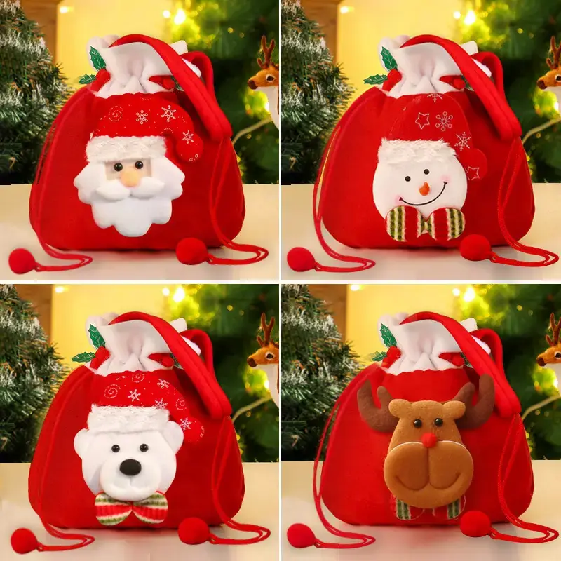Knitted Christmas Apple Bag for Old Men Snowman Decor - Image 34