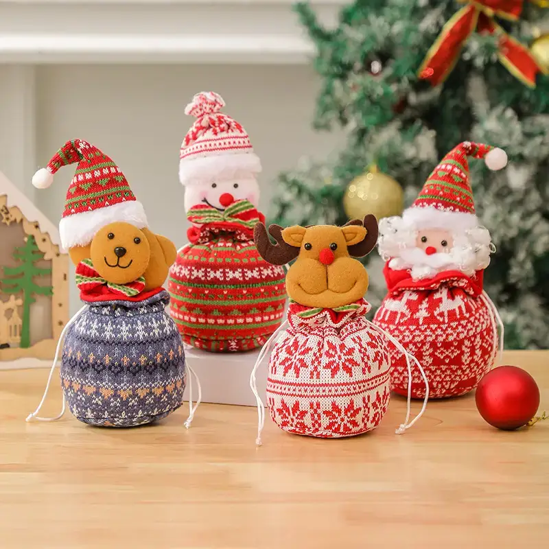 Knitted Christmas Apple Bag for Old Men Snowman Decor - Image 36