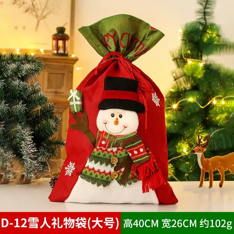 Knitted Christmas Apple Bag for Old Men Snowman Decor - Image 30