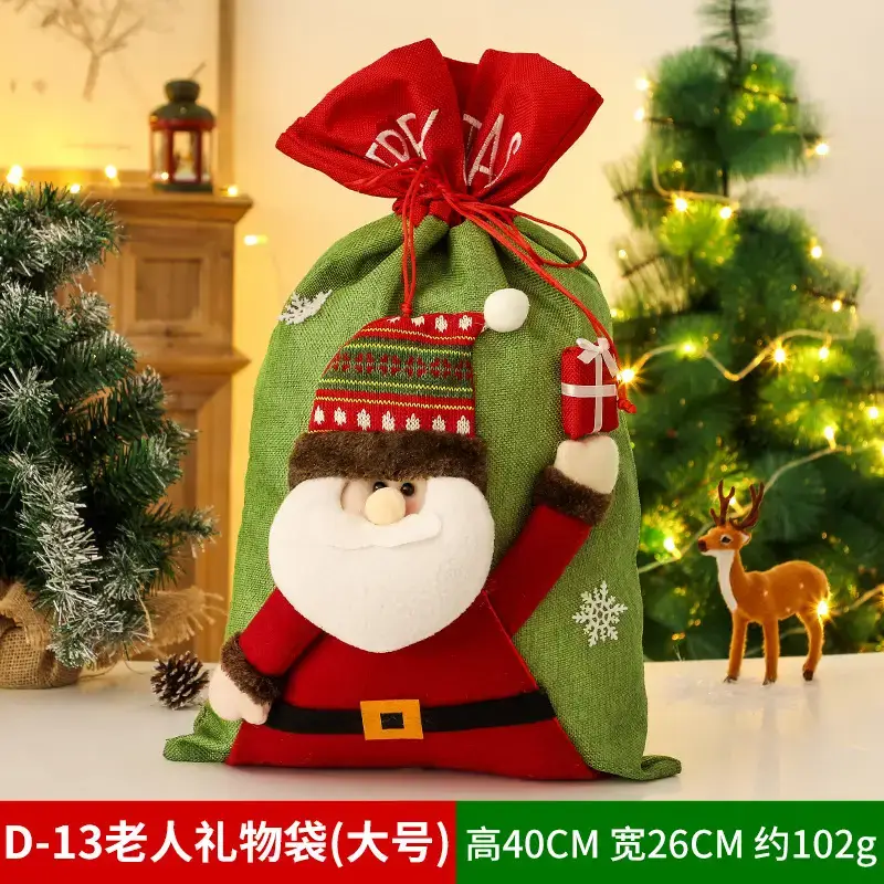 Knitted Christmas Apple Bag for Old Men Snowman Decor - Image 31