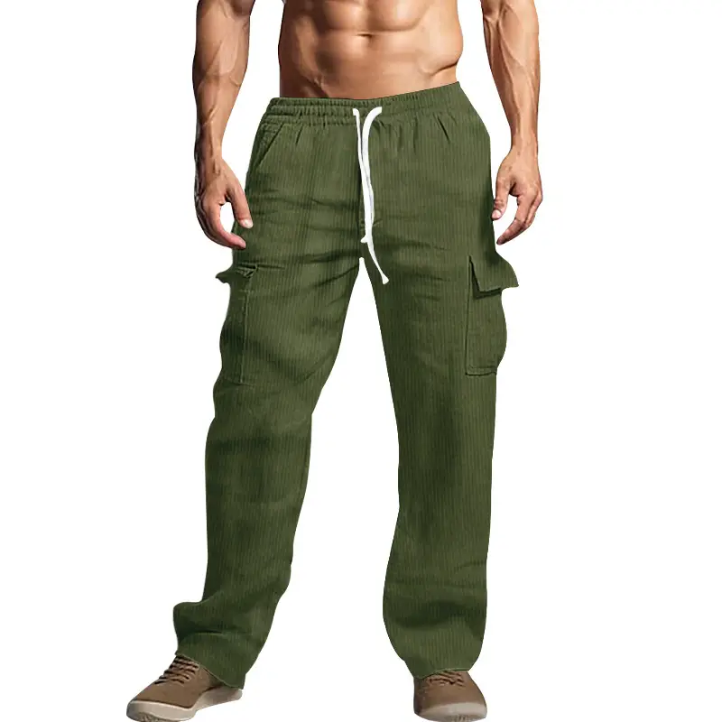 Men's Black Loose-Fitting Casual Pants with Drawstring Waist - Image 9