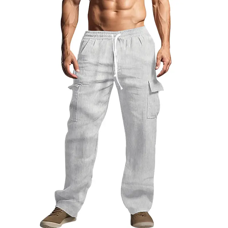 Men's Black Loose-Fitting Casual Pants with Drawstring Waist - Image 10