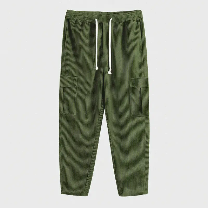 Men's Black Loose-Fitting Casual Pants with Drawstring Waist — feature 18