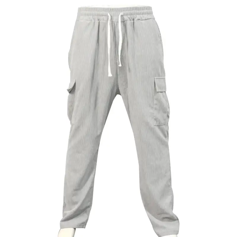 Men's Black Loose-Fitting Casual Pants with Drawstring Waist — feature 21