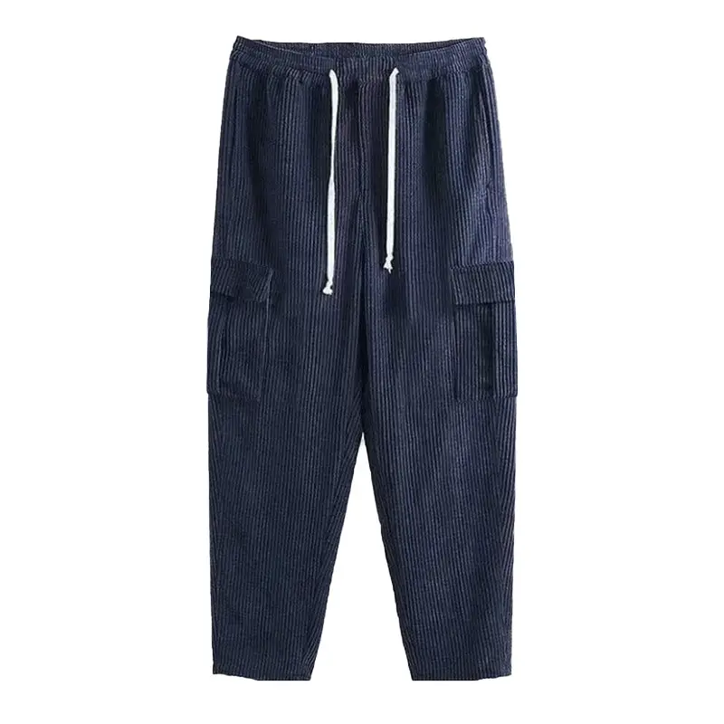 Men's Black Loose-Fitting Casual Pants with Drawstring Waist — feature 25