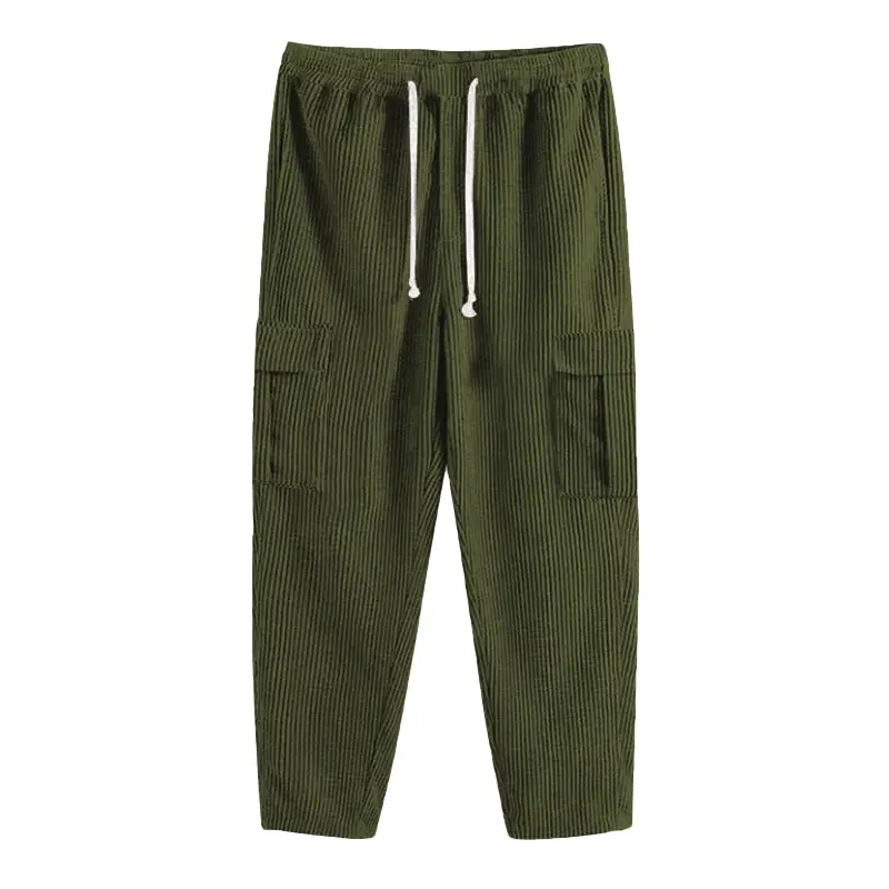 Men's Black Loose-Fitting Casual Pants with Drawstring Waist — feature 33