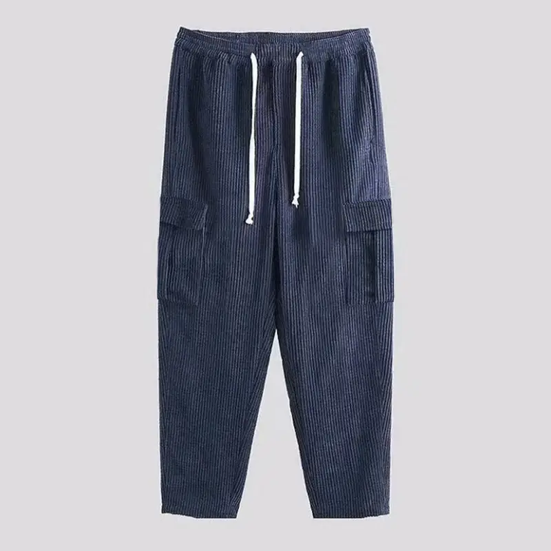 Men's Black Loose-Fitting Casual Pants with Drawstring Waist - Image 4