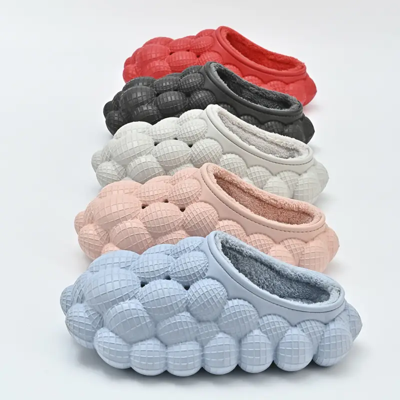 Waterproof Cotton Slippers with a Stepping-On-Poop Feeling for Women, Fashionable Thick-Soled Winter Outdoor Wear, Warm, Non-Slip, Home Couple Cotton Shoes for Men, Durable
