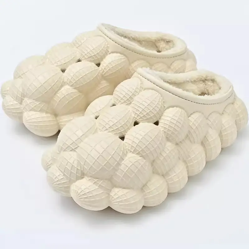Waterproof Cotton Slippers with a Stepping-On-Poop Feeling for Women, Fashionable Thick-Soled Winter Outdoor Wear, Warm, Non-Slip, Home Couple Cotton Shoes for Men, Durable