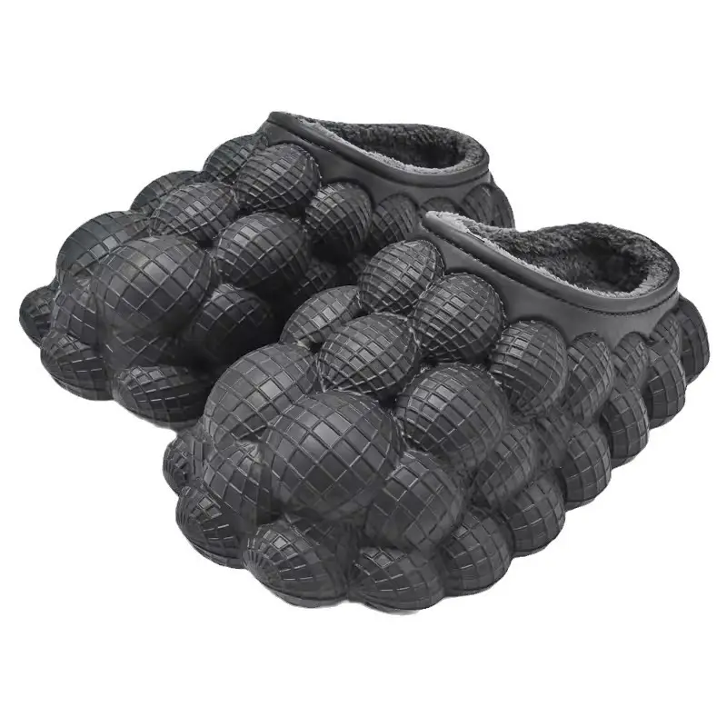 Waterproof Cotton Slippers with a Stepping-On-Poop Feeling for Women, Fashionable Thick-Soled Winter Outdoor Wear, Warm, Non-Slip, Home Couple Cotton Shoes for Men, Durable
