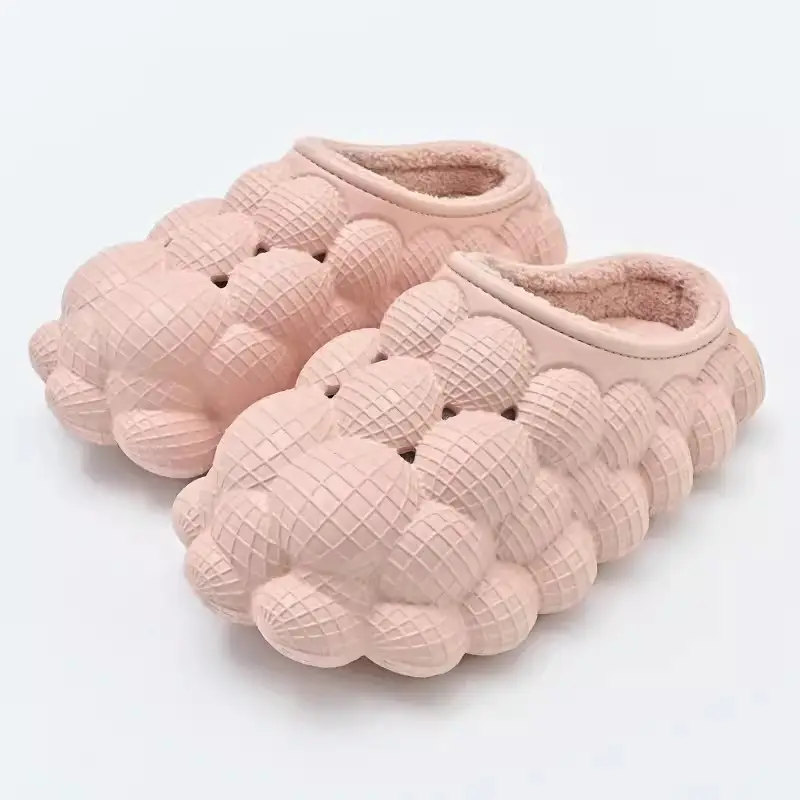 Waterproof Cotton Slippers with a Stepping-On-Poop Feeling for Women, Fashionable Thick-Soled Winter Outdoor Wear, Warm, Non-Slip, Home Couple Cotton Shoes for Men, Durable