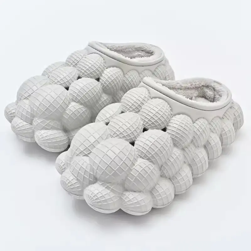 Waterproof Cotton Slippers with a Stepping-On-Poop Feeling for Women, Fashionable Thick-Soled Winter Outdoor Wear, Warm, Non-Slip, Home Couple Cotton Shoes for Men, Durable