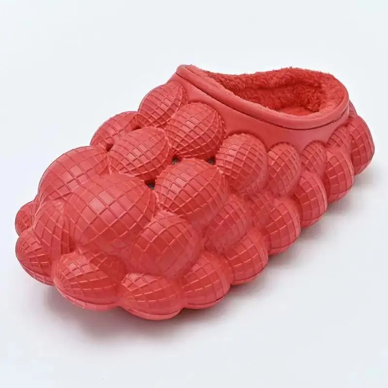 Waterproof Cotton Slippers with a Stepping-On-Poop Feeling for Women, Fashionable Thick-Soled Winter Outdoor Wear, Warm, Non-Slip, Home Couple Cotton Shoes for Men, Durable