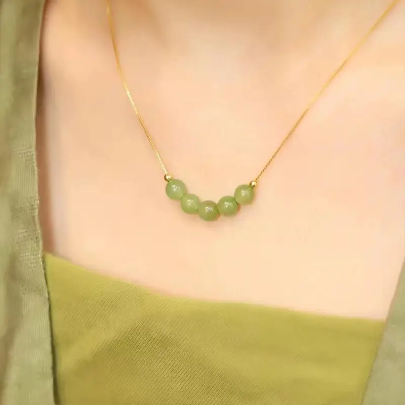 Hetian Jade Five Blessings Necklace for Women - Image 4