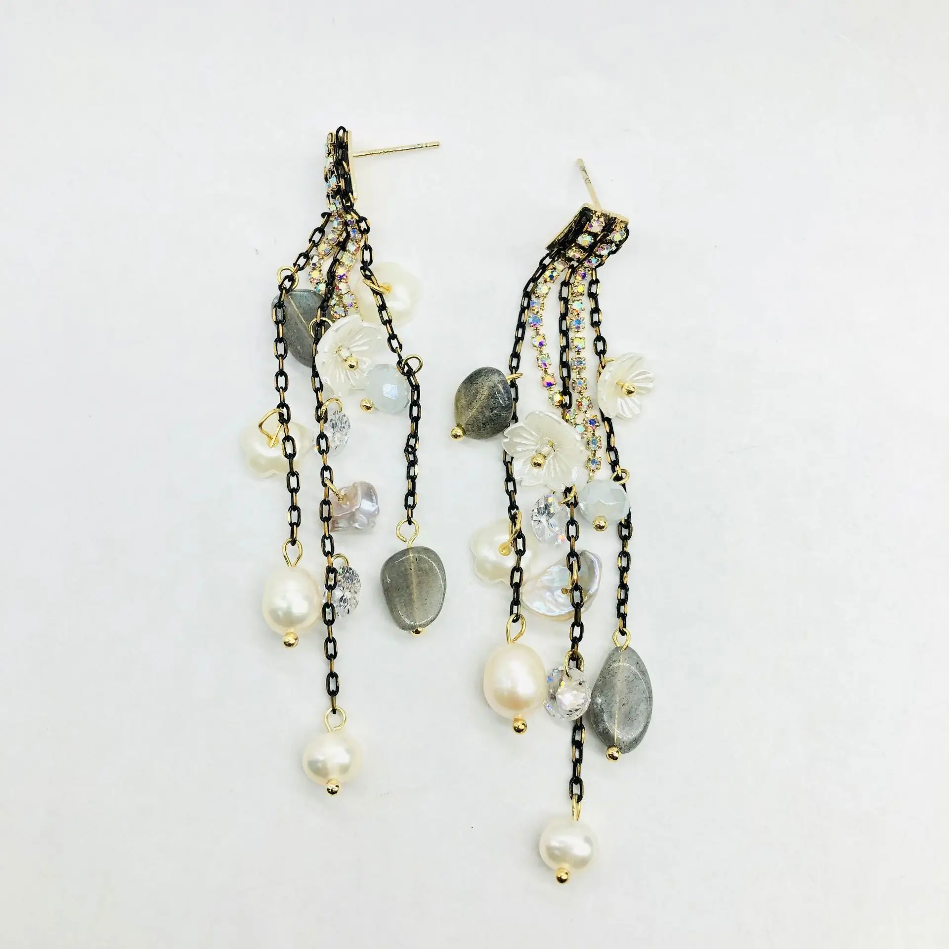 Natural Pearl Long Tassel Earrings for Women - Image 2