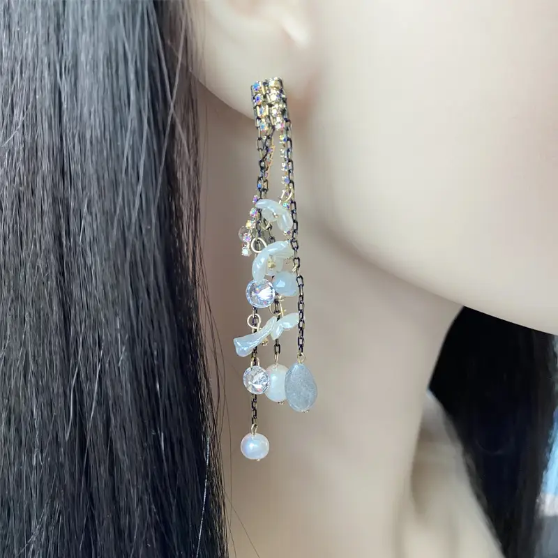 Natural Pearl Long Tassel Earrings for Women - Image 3