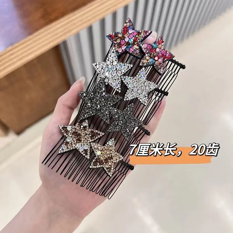 Rhinestone Five-Point Star Hairpin for Girls — feature 1