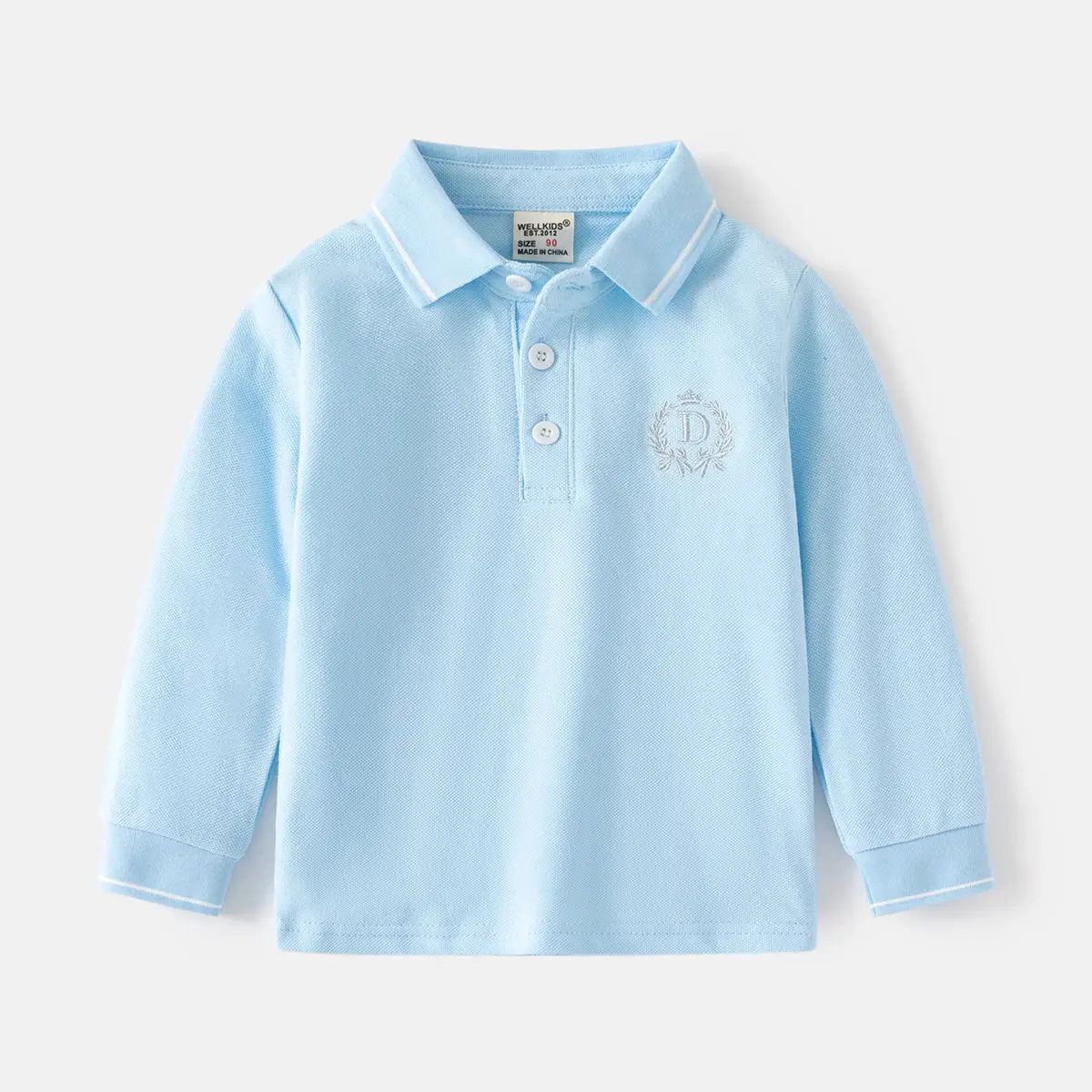 Light Blue Boys Polo Shirt Long Sleeve 2025 - Image 3