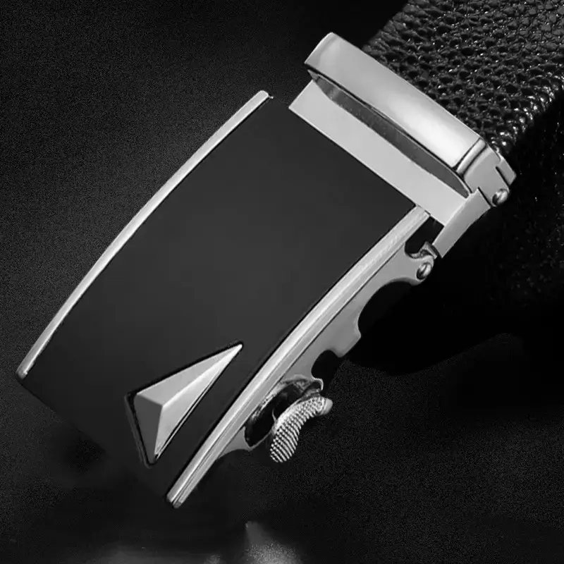 Men's Black Cowhide Belt with Gold Buckle - Image 4
