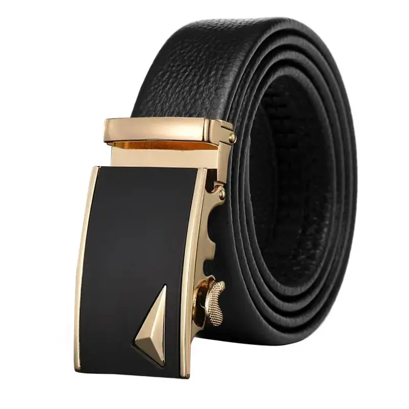 Men's Black Cowhide Belt with Gold Buckle - Image 7
