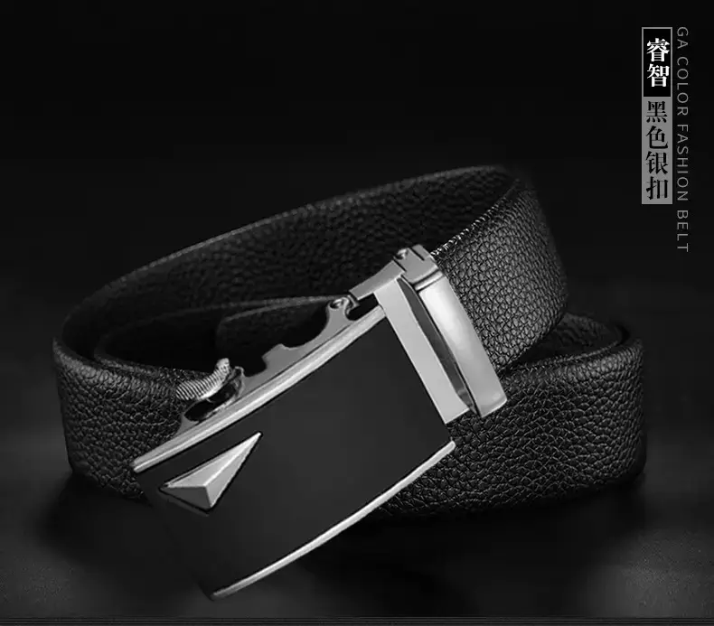 Men's Black Cowhide Belt with Gold Buckle β feature 16