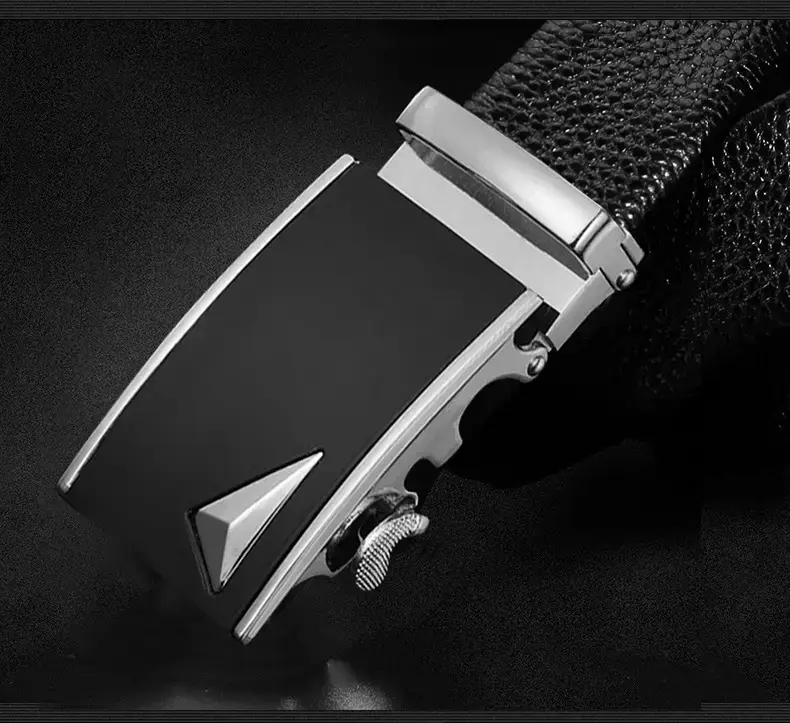 Men's Black Cowhide Belt with Gold Buckle β feature 18