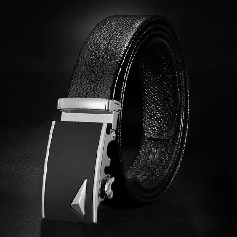 Men's Black Cowhide Belt with Gold Buckle - Image 2
