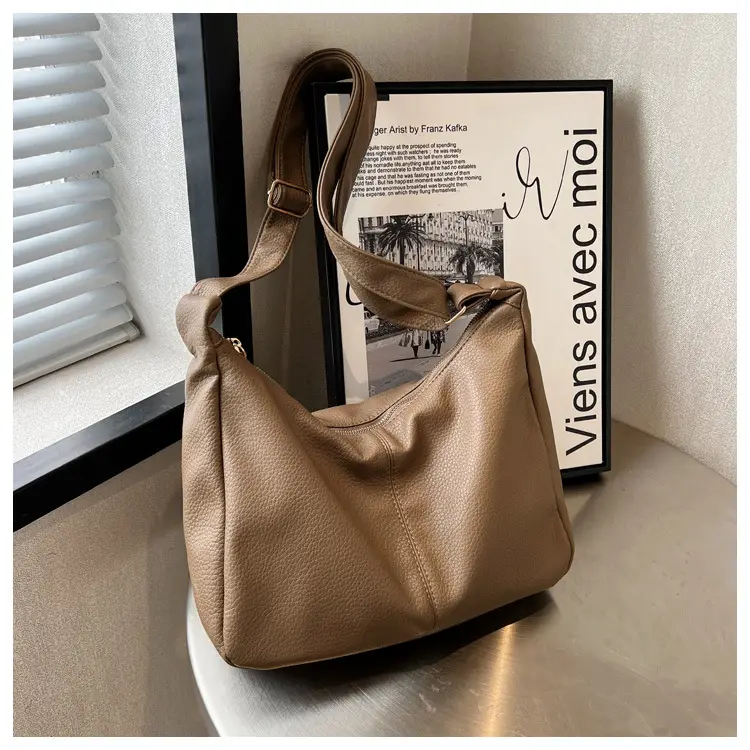 Brown Textured Women's Shoulder Bag 2023 New Model — feature 12