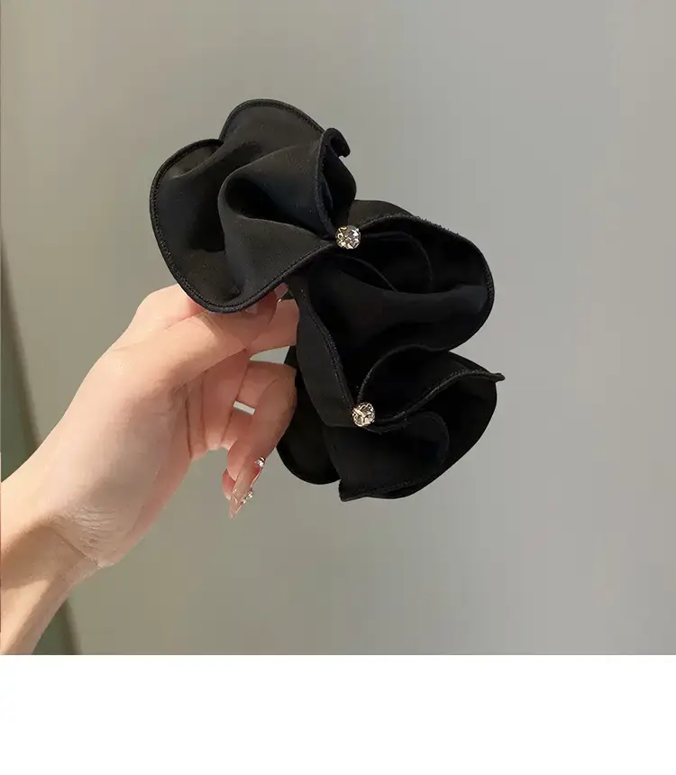 Black Rhinestone Hair Scrunchie with Gold Clasp — feature 6