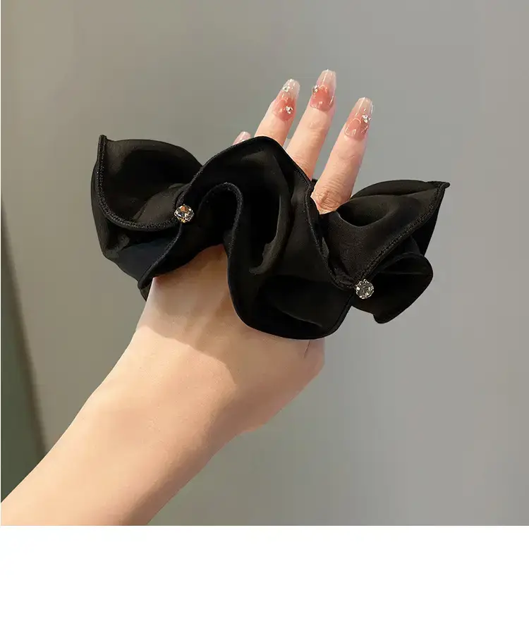 Black Rhinestone Hair Scrunchie with Gold Clasp — feature 8