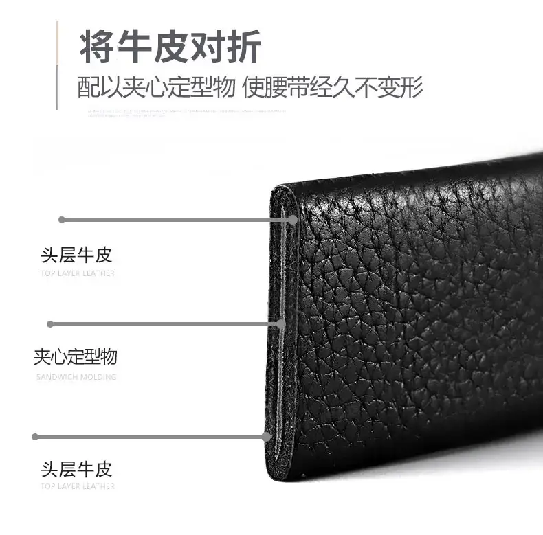 Gold Plated Black Leather Belt with Automatic Buckle β feature 11