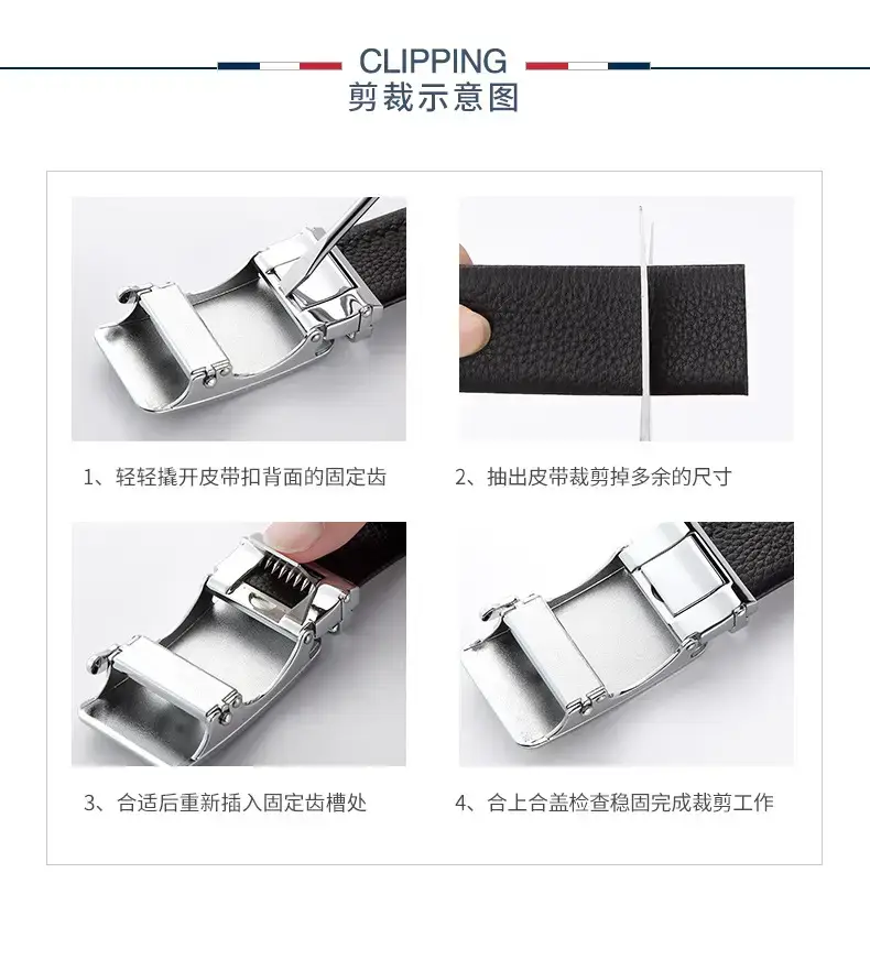 Gold Plated Black Leather Belt with Automatic Buckle β feature 12
