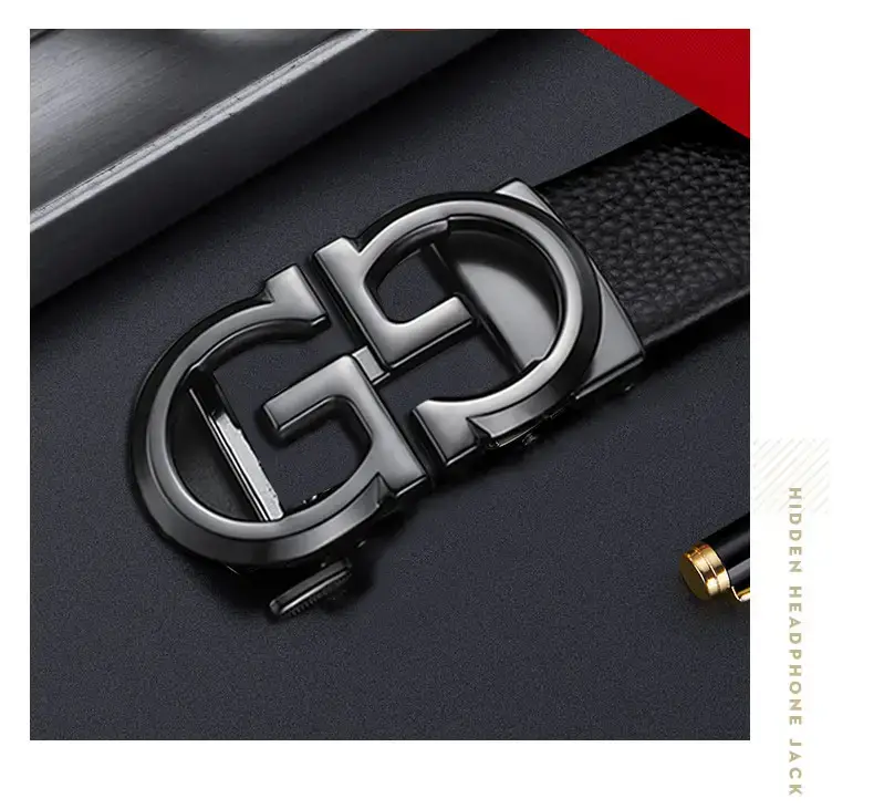 Gold Plated Black Leather Belt with Automatic Buckle β feature 14