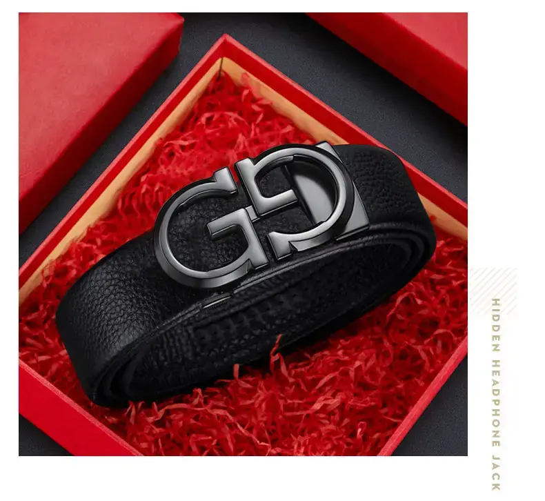 Gold Plated Black Leather Belt with Automatic Buckle β feature 15