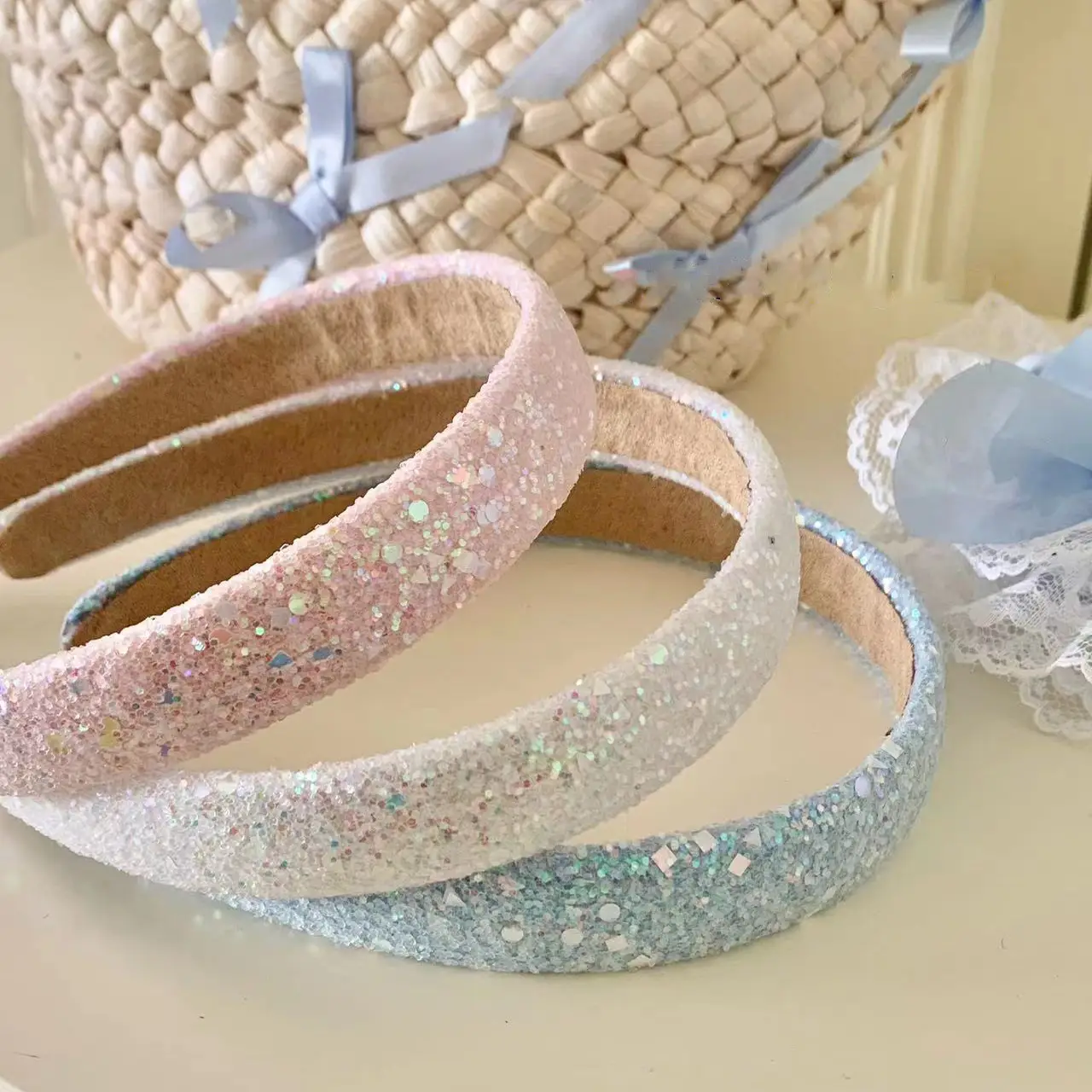 Pink Sequined French Headband for Girls - Image 5