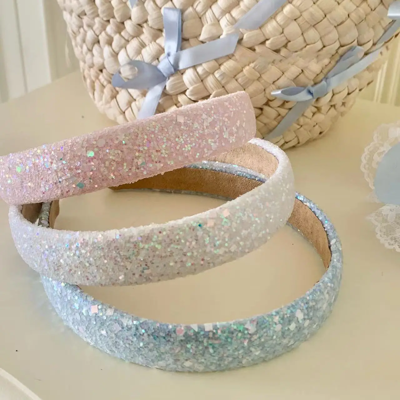 Pink Sequined French Headband for Girls — feature 5