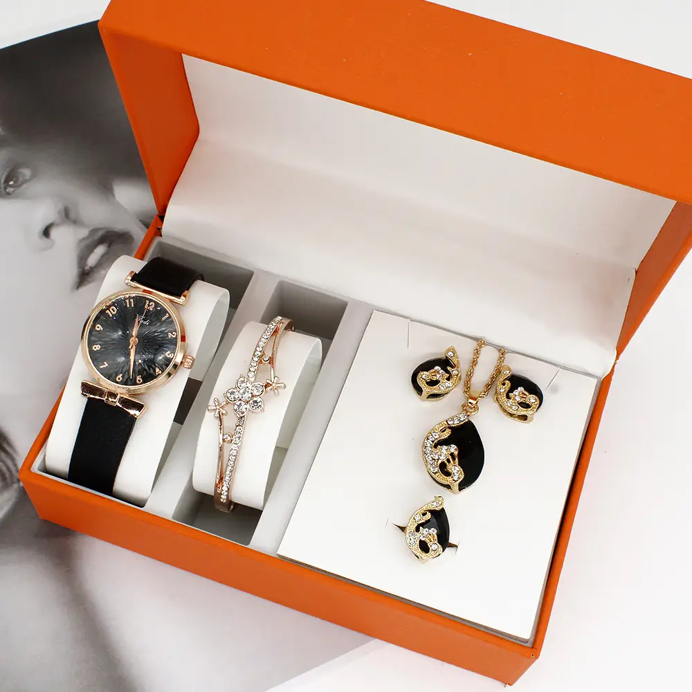 Women's Gold Plated Watch Set with Earrings & Necklace — feature 10