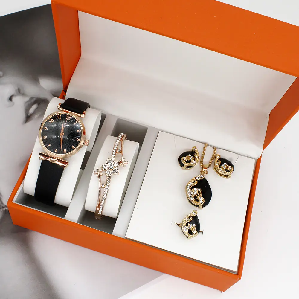Women's Gold Plated Watch Set with Earrings & Necklace — feature 7