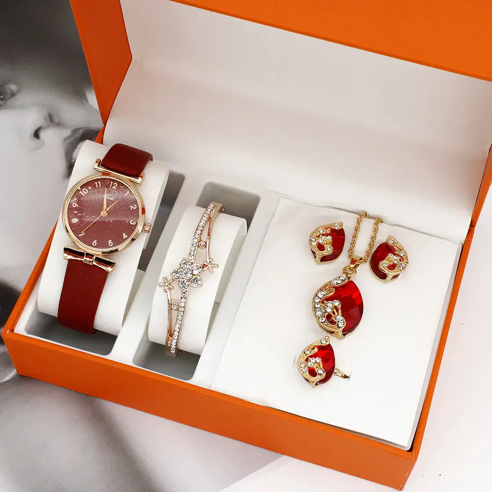 Women's Gold Plated Watch Set with Earrings & Necklace — feature 9