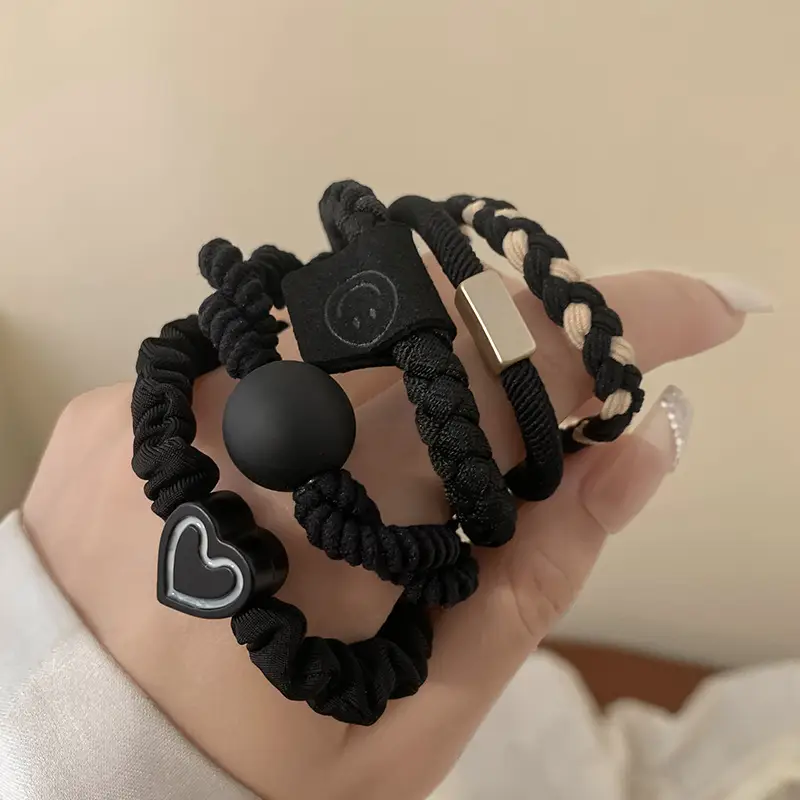 Black Braided Hair Bands Set for Women - Image 2