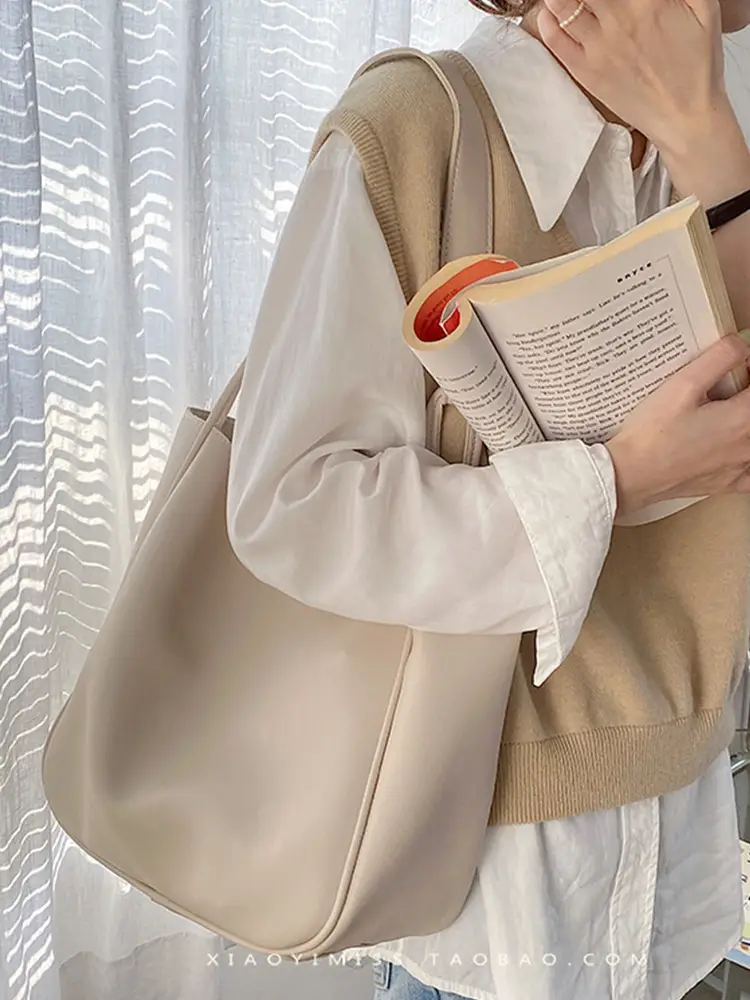 Brown PU Leather Women's Tote Bag Large Capacity Single Shoulder - Image 6