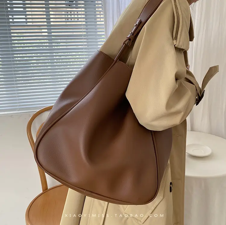 Brown PU Leather Women's Tote Bag Large Capacity Single Shoulder — feature 11