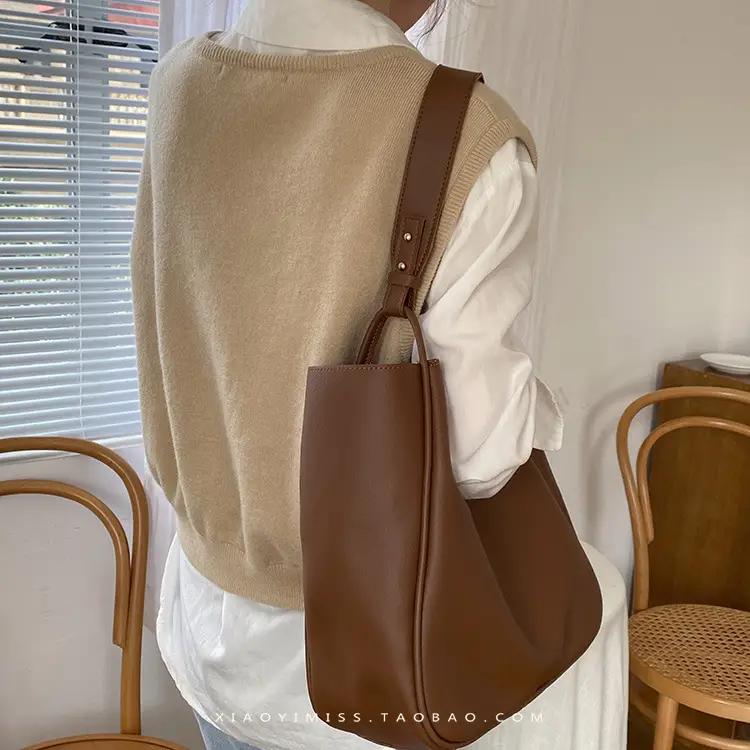 Brown PU Leather Women's Tote Bag Large Capacity Single Shoulder — feature 13