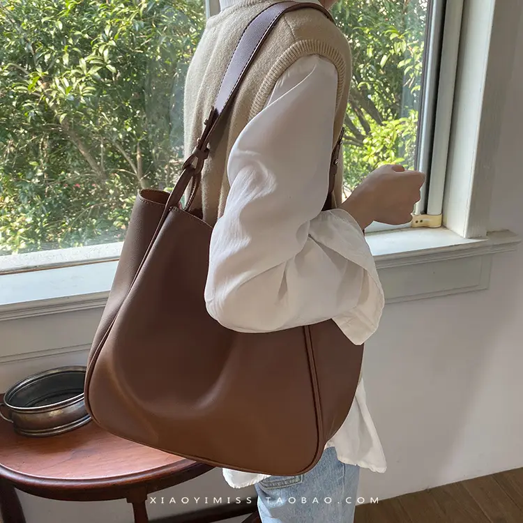 Brown PU Leather Women's Tote Bag Large Capacity Single Shoulder — feature 14