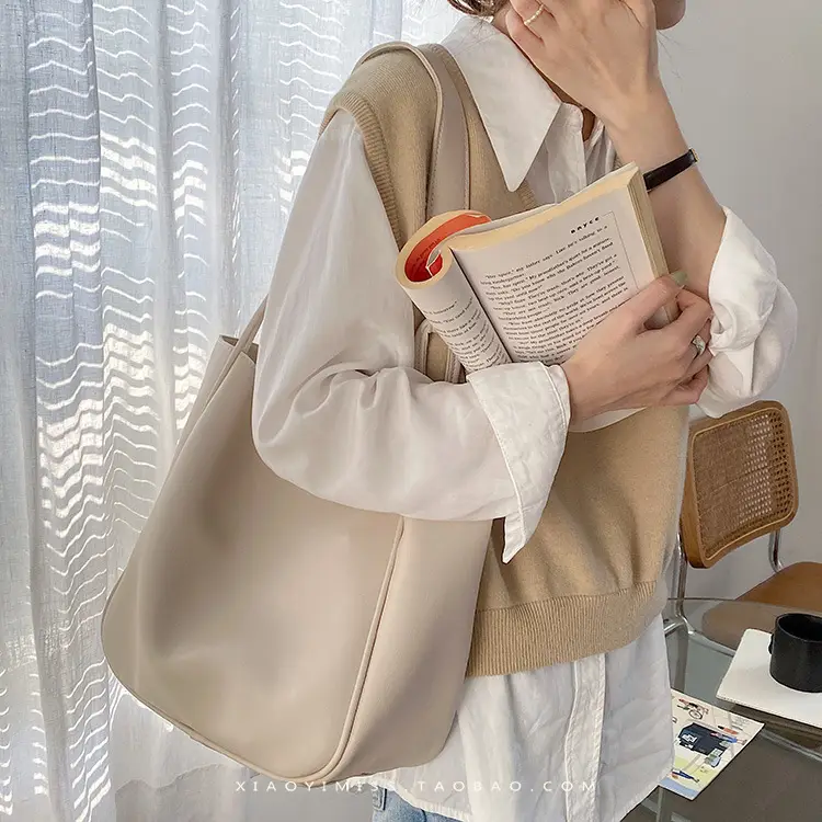 Brown PU Leather Women's Tote Bag Large Capacity Single Shoulder — feature 16
